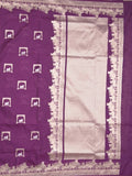 Raw mango fancy saree dark purple color allover zari weaves & zari border with zari border and attached blouse