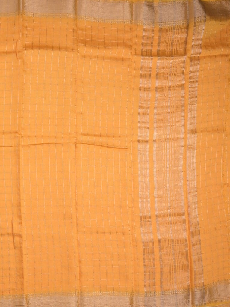 Dola silk fancy saree yellow color allover zari weaves & small kaddi border with short pallu and running blouse