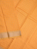 Dola silk fancy saree yellow color allover zari weaves & small kaddi border with short pallu and running blouse