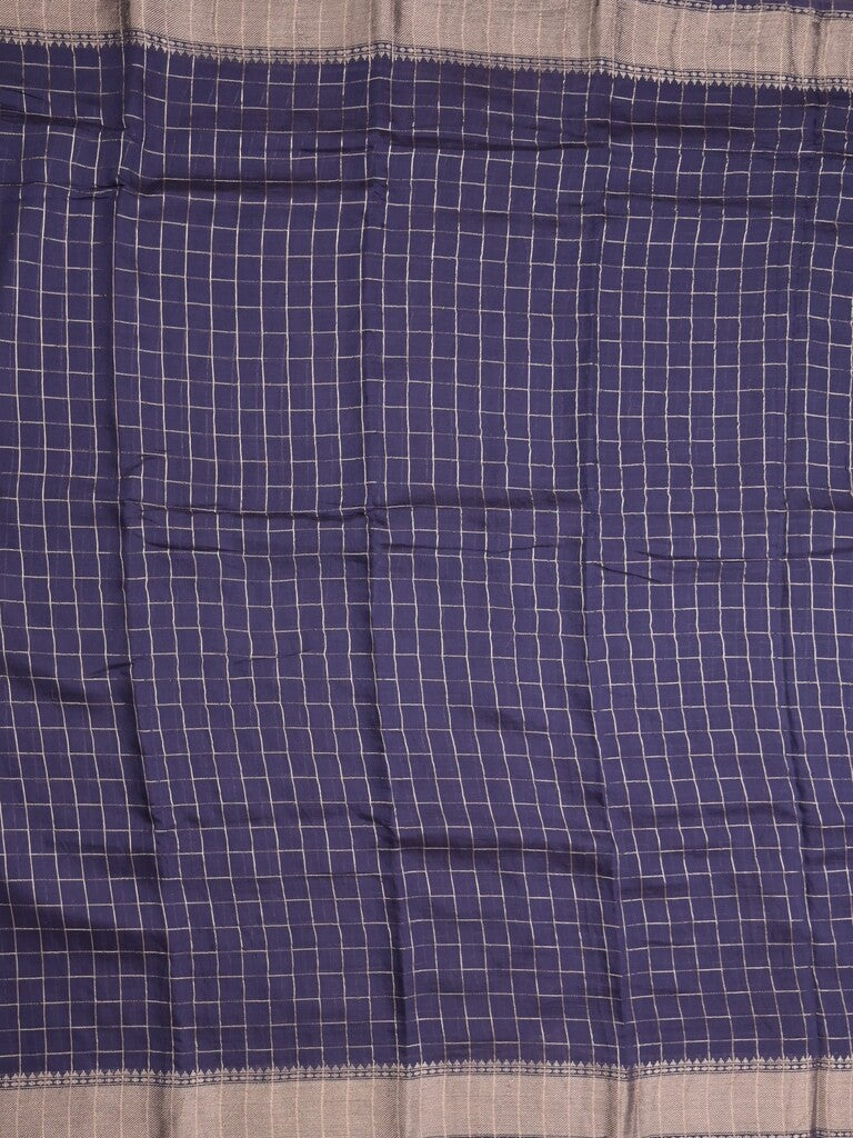 Dola silk fancy saree navy blue color allover zari weaves & small kaddi border with short pallu and running blouse