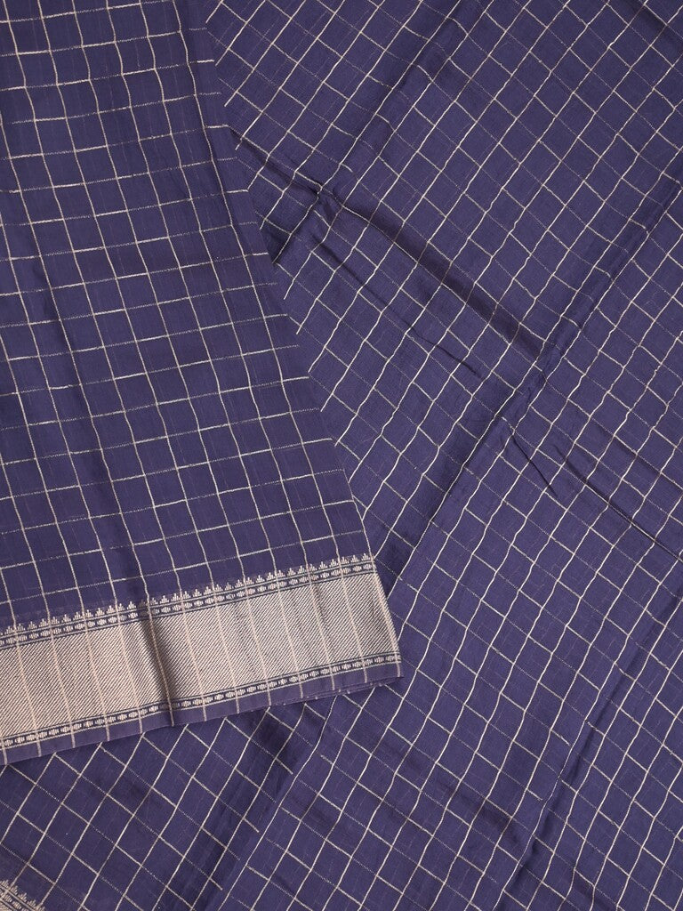 Dola silk fancy saree navy blue color allover zari weaves & small kaddi border with short pallu and running blouse