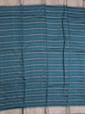 Dola silk fancy saree peacock blue color allover zari weaves & small kaddi border with short pallu and running blouse