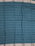 Dola silk fancy saree peacock blue color allover zari weaves & small kaddi border with short pallu and running blouse
