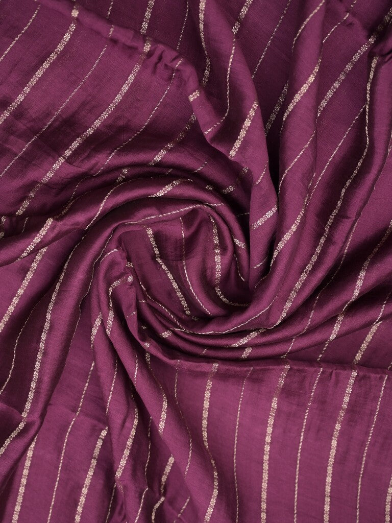 Dola silk fancy saree wine color allover zari weaves & small kaddi border with short pallu and running blouse