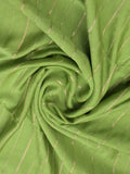 Dola silk fancy saree pista green color allover zari weaves & small kaddi border with short pallu and running blouse