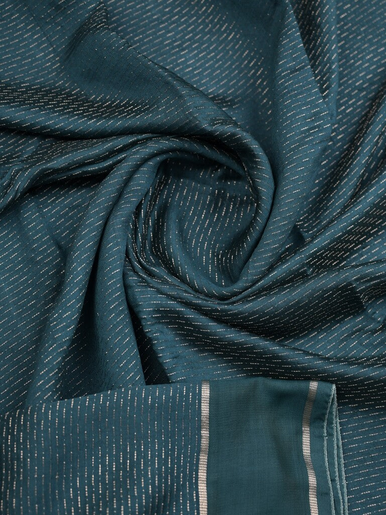 Dola silk fancy saree navy blue color allover zari weaves & small kaddi border with short pallu and running blouse