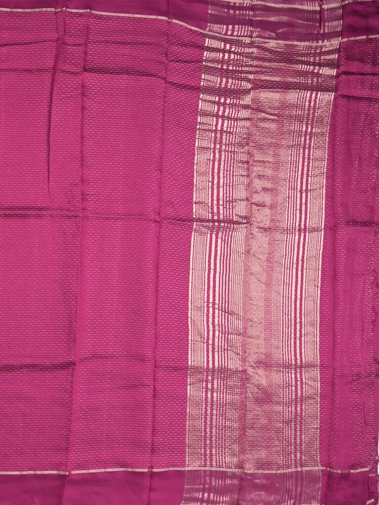 Dola silk fancy saree magenta color allover zari weaves & small kaddi border with short pallu and running blouse