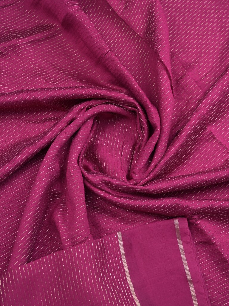 Dola silk fancy saree magenta color allover zari weaves & small kaddi border with short pallu and running blouse