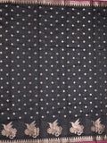 Chanderi fancy saree black color allover zari motifs & small zari border with zari pallu and brocade blouse