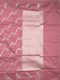 Banaras fancy saree baby pink color allover zari weaves & zari border with short pallu and plain blouse