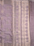 Chanderi jute fancy saree light purple color allover zari weaves & zari border with short pallu and brocade blouse