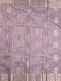 Chanderi jute fancy saree light purple color allover zari weaves & zari border with short pallu and brocade blouse