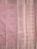 Chanderi jute fancy saree light pink color allover zari weaves & zari border with short pallu and brocade blouse