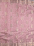 Chanderi jute fancy saree light pink color allover zari weaves & zari border with short pallu and brocade blouse