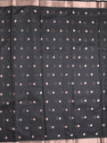 Chanderi fancy saree black color allover zari motifs & small zari border with zari pallu and plain blouse