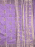 Chanderi jute fancy saree lavender color allover zari weaves & zari border with short pallu and brocade blouse