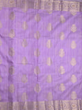 Chanderi jute fancy saree lavender color allover zari weaves & zari border with short pallu and brocade blouse