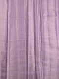 Chanderi jute fancy saree lavender color allover zari weaves & zari border with short pallu and brocade blouse