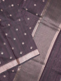 Chanderi fancy saree dark brown color allover zari motifs & small zari border with zari pallu and plain blouse