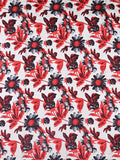 Mulberry silk fabric white and red color with allover floral prints