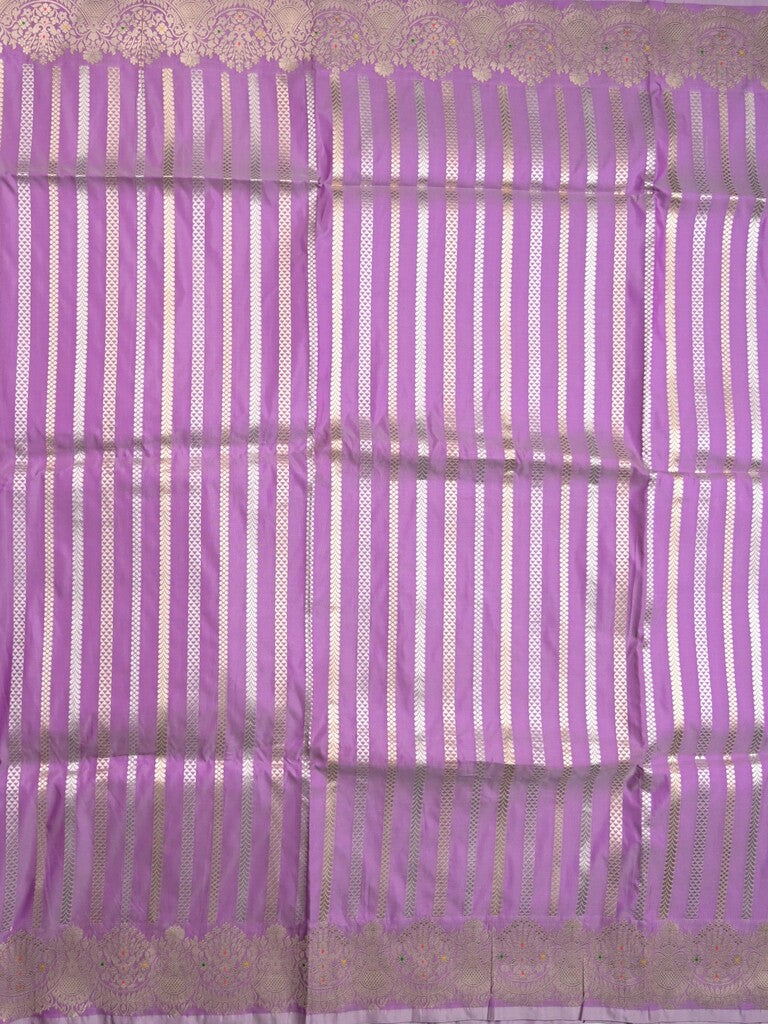 Banaras fancy saree lavender color allover zari weaves & zari border with rich pallu and plain blouse