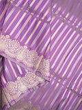 Banaras fancy saree lavender color allover zari weaves & zari border with rich pallu and plain blouse