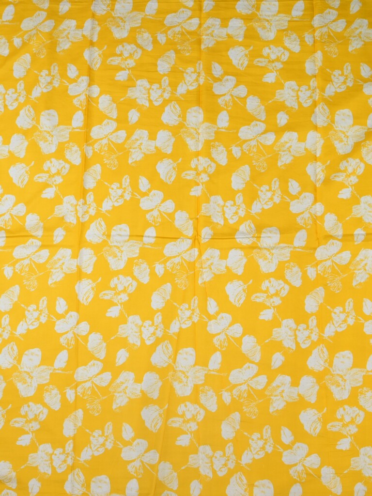 Mulberry silk fabric white and yellow color with allover floral prints