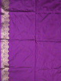 Banaras fancy saree violet color allover zari weaves & zari border with rich pallu and plain blouse