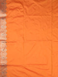 Banaras fancy saree orange color allover zari weaves & zari border with rich pallu and plain blouse