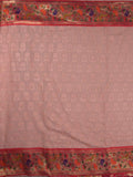 Chickenkari georgette saree cream color allover chickenkari work & paithani border with rich pallu and contrast blouse