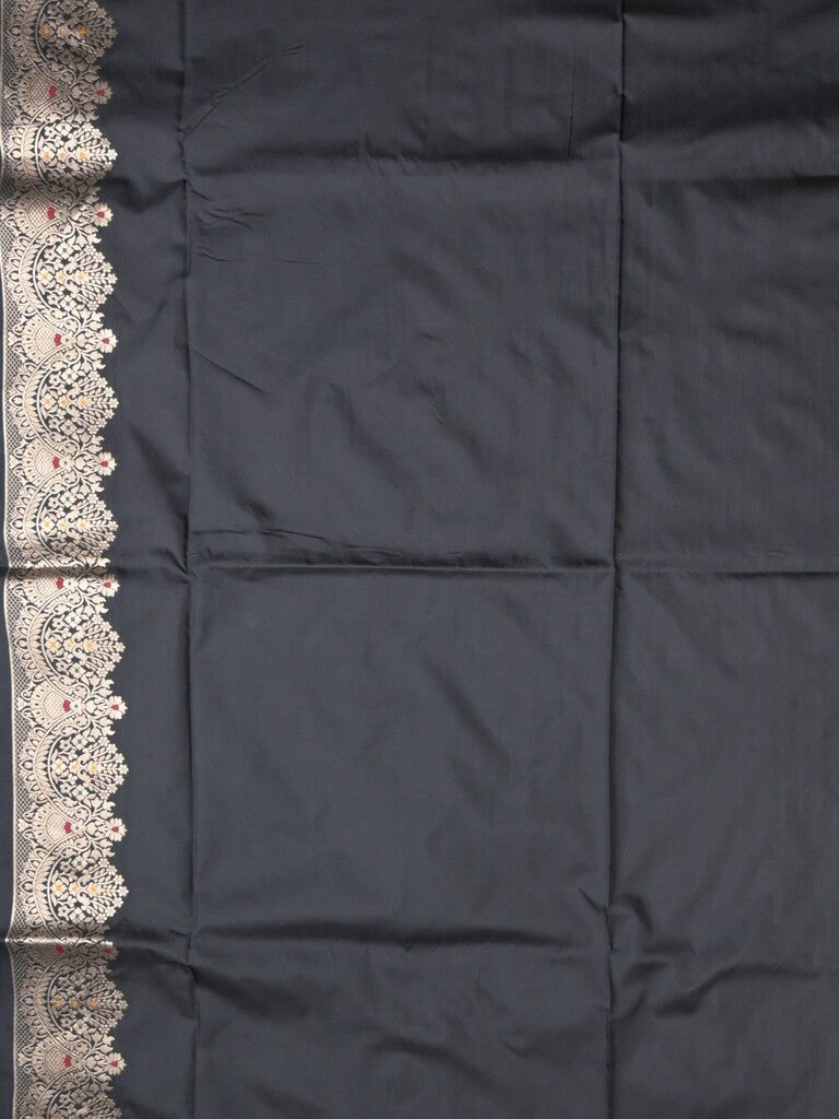 Banaras fancy saree black color allover zari weaves & zari border with rich pallu and plain blouse