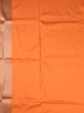 Banaras fancy saree orange color allover zari weaves & zari border with rich pallu and plain blouse