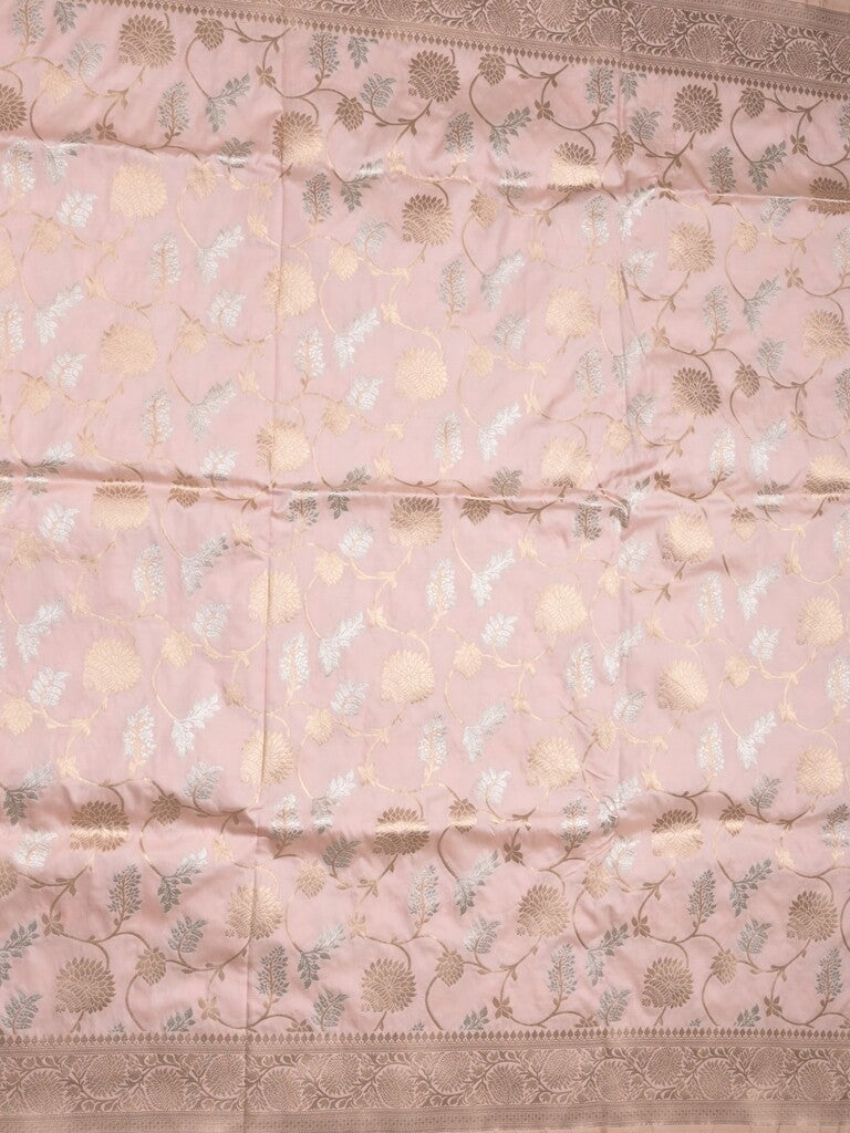 Banaras fancy saree baby pink color allover zari weaves & zari border with rich pallu and plain blouse