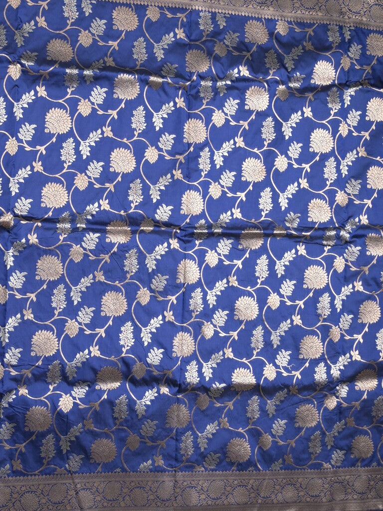 Banaras fancy saree royal blue color allover zari weaves & zari border with rich pallu and plain blouse