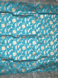 Banaras fancy saree sky blue color allover zari weaves & zari border with rich pallu and plain blouse