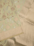 Banaras fancy saree cream color allover zari weaves & zari border with rich pallu and plain blouse