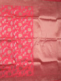 Banaras fancy saree coral pink color allover zari weaves & zari border with rich pallu and plain blouse