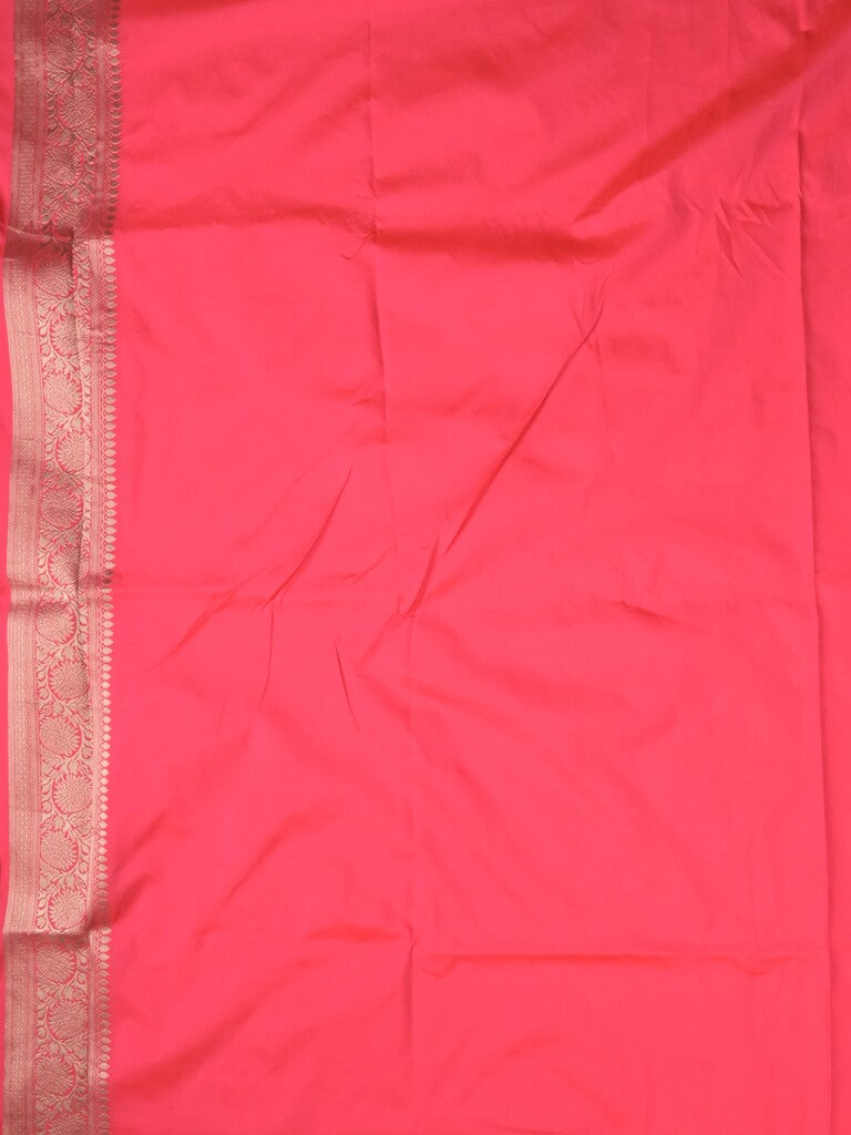 Banaras fancy saree coral pink color allover zari weaves & zari border with rich pallu and plain blouse