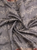 Tussar fancy saree grey color allover prints & printed border with printed pallu and contrast printed blouse