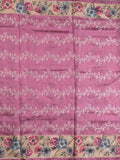 Tussar fancy saree purple color allover prints & printed border with printed pallu and contrast printed blouse