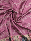 Tussar fancy saree purple color allover prints & printed border with printed pallu and contrast printed blouse