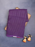Mangalagiri fancy saree purple color allover zari stripes with contrast pallu and contrast plain blouse