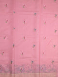 Kota fancy saree light pink color allover zari motifs & fancy zari border with running pallu and attached self blouse