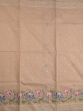 Kota fancy saree beige color allover zari motifs & fancy zari border with running pallu and attached self blouse