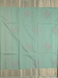 Kota fancy saree lux green color allover embroidery & zari border with short pallu and attached plain blouse