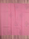 Kota fancy saree light pink color allover embroidery & zari border with short pallu and attached plain blouse
