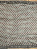 Maheshwari fancy saree grey color allover prints & small zari border with printed pallu and printed blouse