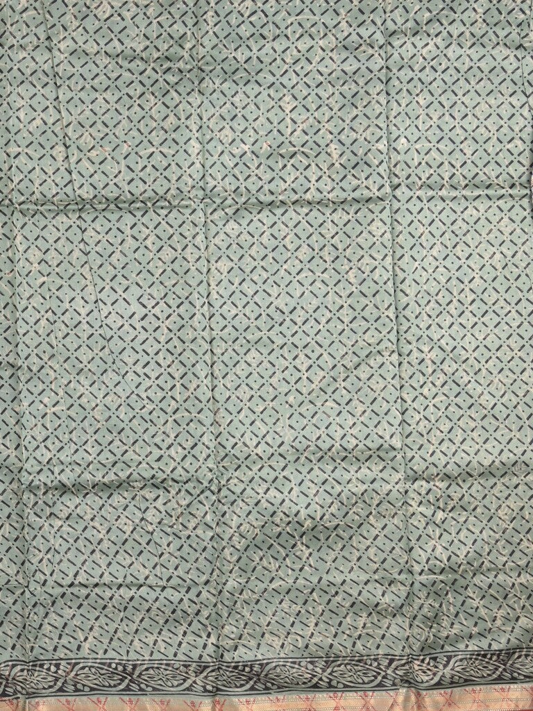 Maheshwari fancy saree blue color allover prints & small zari border with printed pallu and printed blouse