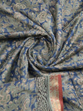 Maheshwari fancy saree blue color allover prints & small zari border with printed pallu and printed blouse
