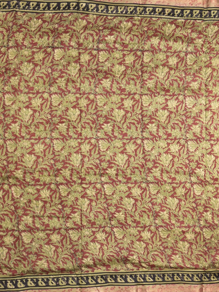 Maheshwari fancy saree maroon color allover prints & small zari border with printed pallu and printed blouse